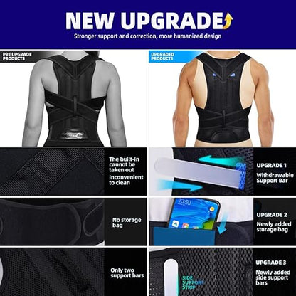 Upgraded Posture Corrector Back Brace for Men and Women, New Version Lumbar Support for Posture Improving and Pain Relief, Full Back Support for Neck, Shoulder, Waist Pain