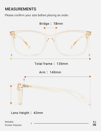 TIJN Blue Light Blocking Glasses for Women Men TR90 Frame Square Nerd Eyeglasses Anti Blue Ray Computer Screen Glasses