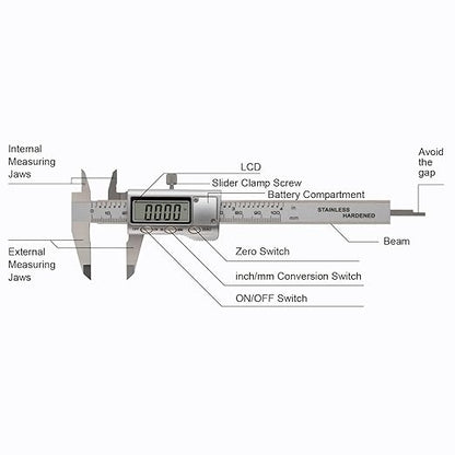 All-Metal Small Digital Caliper 0-4" Mini Measuring Tool, Micrometer Caliper with Auto-Off Feature, Interchangeable Between inches and millimeters for DIY/Household and 3D Printing