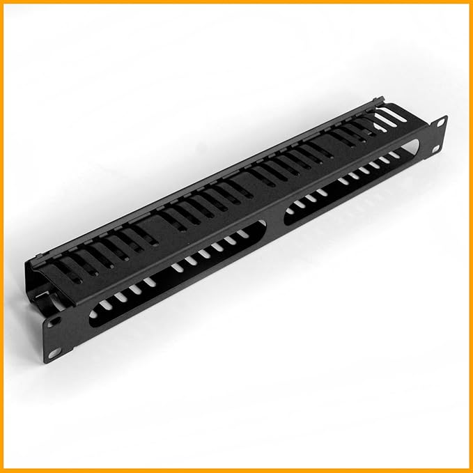 RIVECO 1U Cable Management for Racks & Server Cabinets Managing Cord & Wire, Cable Raceway for 19” Rack Mount 24 Slots Large 2.8 Inches Capacity Black, 1 Piece