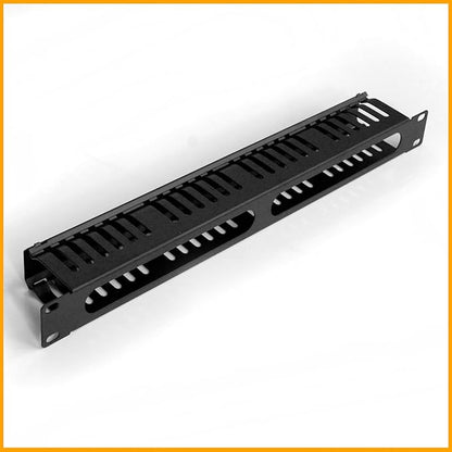 RIVECO 1U Cable Management for Racks & Server Cabinets Managing Cord & Wire, Cable Raceway for 19” Rack Mount 24 Slots Large 2.8 Inches Capacity Black, 1 Piece