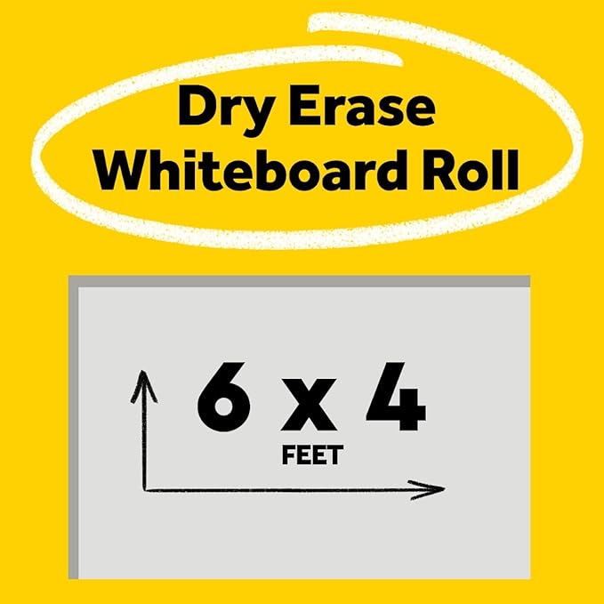 Post-it Dry Erase Whiteboard Film Surface for Walls, Doors, Tables, Chalkboards and More, Removable Sticky White Board for Wall, Stain-Proof, Easy Installation, 6 ft x 4 ft Roll