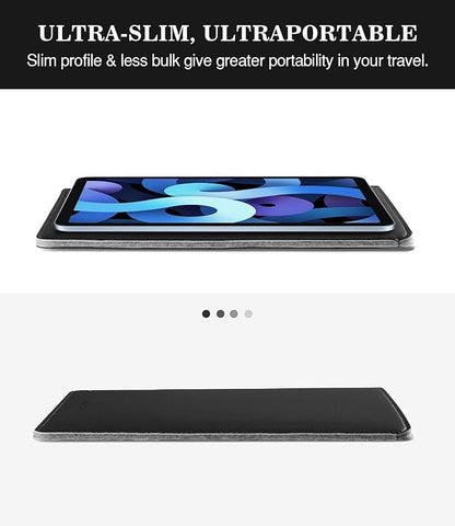 MoKo 9-11 Inch Tablet Sleeve, PU Leather Briefcase Slim Stylish Case Fits New 11-inch iPad Pro M4/iPad Air M2 2024, Air 5/4th 10.9, 10th Gen 10.9, 9/8. Gen 10.2, Tab S8/S9 11, Black