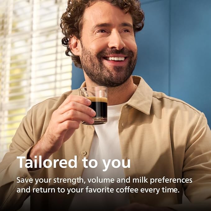 PHILIPS 4400 Series Fully Automatic Espresso Machine, LatteGo Milk System, Integrated Grinder, 12 Hot & Iced Coffee Pre-Sets, Quick Start, SilentBrew, 15-Bar Pressure, Black Chrome (EP4444/90)