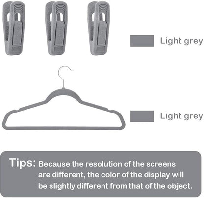 Trgowaul Velvet Hangers Clips, Pants Hangers Velvet Clips, Strong Finger Clips Perfect for Thin Velvet Hangers (60pc, Grey)