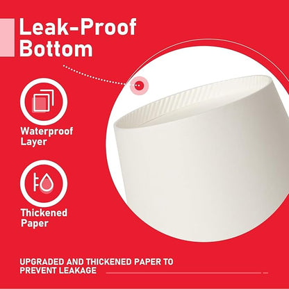 12 oz 300 Pack Paper Coffee Cups, Hot Paper Cups, Thickened Leak-Free White Disposable Coffee Cups for Hot and Cold Drinks