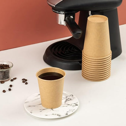 RACETOP [100 Pack] 12 oz Coffee Cups, Disposable Coffee Cups, Kraft Paper Cups, Hot Cups Unbleached for Home, Stores, Cafes, Office