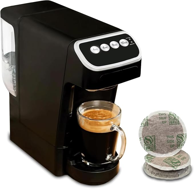 PeleCafe Coffee Machine – Compatible with Peet's Coffee Pods – Fast Brewing Single-Serve Coffee Maker with Rich Flavor Extraction, Crema Layer, Space-Saving Sleek Design, Barista-Quality Taste