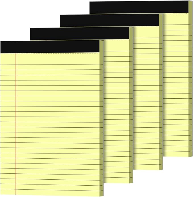 5x8 Note Pads, Small Legal Pads 5x8 Yellow, College Ruled, Small Writing Pads, 4 Pack, 5 x 8 Note Pads, Premium Thick Yellow Paper Note Pads 5x7, 30 Sheets per 5x8 Legal Pad, Lined Writing Note Pad