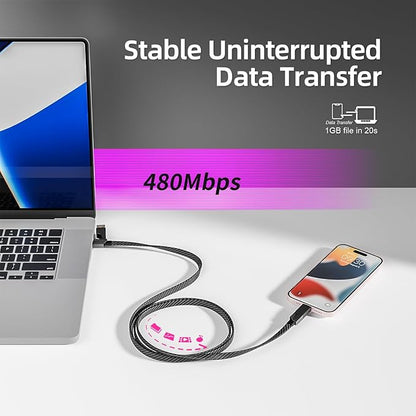 USB C Cable, 240W MAX 4 in 1 Charging Cord 5FT with E-Mark Chip, Fast Charging USB A/C to C/Lightning Cable for iPhone 17/16/15/14/13 Series, MacBook/Pad/Android/Tablets and More, iPhone Charger Cord