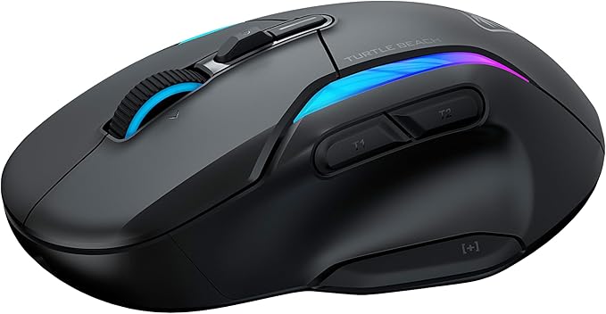 Turtle Beach Kone II Air – Wireless Ergonomic RGB Gaming Mouse, 350-Hr Battery, 26K DPI Optical Sensor, 100M Click Optical Switches, 21 Customizable Inputs, 4D Free-Spin Scroll Wheel – Ash Black