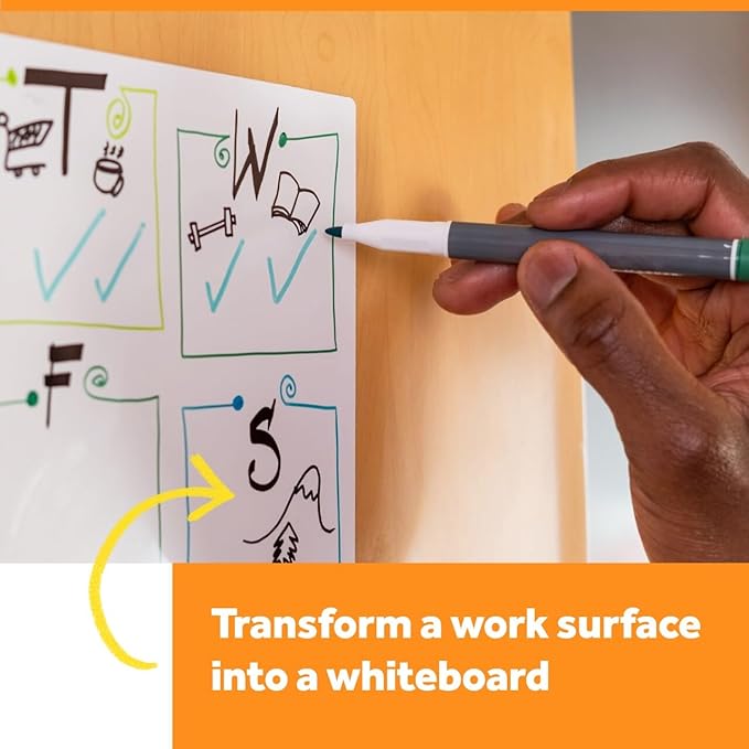 Post-it Dry Erase Whiteboard Film Surface for Walls, Doors, Tables, Chalkboards, Whiteboards, and More, Removable, Stain-Proof, Easy Installation, 3 ft x 2 ft Roll (DEF3x2)