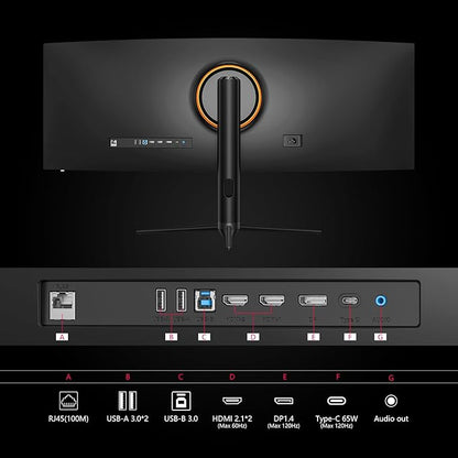 INNOCN 45 Inch 5K2K 5120 x 1440p 120Hz Ultrawide Curved Gaming Monitor, R1500, HDR400, USB Type-C 65W Power Delivery, PIP/PBP, Built-in Speaker, Height Adjustable, Black