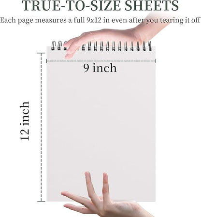 SuFly Sketch Book 9x12, Drawing Paper Pad-68lb/100gsm, Top Spiral Sketchbook Hardcover, 100 Sheets Sketch Pad for Kids Classroom Art Supplies for Adults-Sketchpad for Drawing, Illustration & Art Stuff