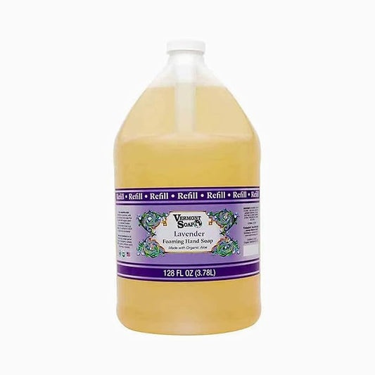 VERMONT SOAP Organics Foaming Hand Soap, Liquid Soap with Pre-diluted Formula - Ready to Use Hand Soap Lavender With Convenient and Economical Gallon Refill
