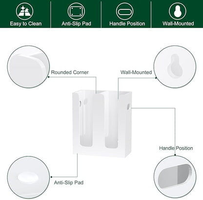 Disposable Coffee Cup Dispenser with Handles, Countertop or Wall Mount Hot/Cold Drink Cup and Lid Holder - Bathroom/Kitchen/Office Acrylic Cup Lid Storage Organizer (2 Compartments, White)