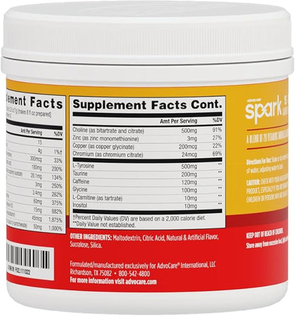 AdvoCare Spark - Energy Drink Mix - Vitamin & Amino Acid Supplement - Supports Energy & Focus - Portable Immune Support - Sugar-Free - Mango Strawberry (10.5 oz)