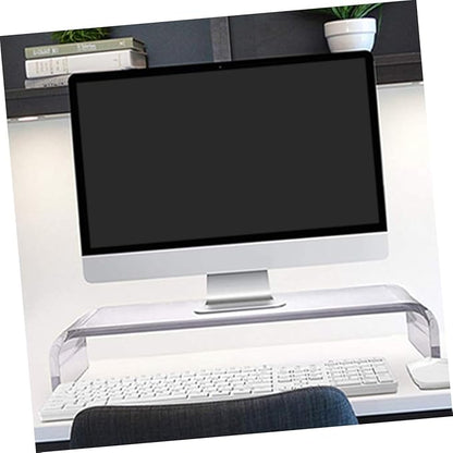 GALPADA Heavy Duty Acrylic Monitor Stand Riser for Office Desk Wide Desktop Organizer with Keyboard Storage Space Ergonomic Height Computer Display Shelf for Neck and Eye Comfort