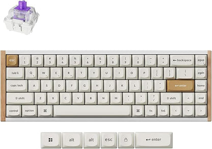 Keychron K6 HE 65% Wireless Mechanical Keyboard, 2.4GHz & Bluetooth, Gateron Double-Rail Magnetic Switch, Double-Shot PBT Keycaps, Aluminum & Wooden Frame, Compatible with Windows/Mac – White