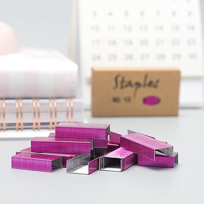 NatSumeBasics 4000 Rose Red Staples #10 Colored Staples for Mini Stapler, No.10 Staple Smaller Than Standard Staple (Rose Red)