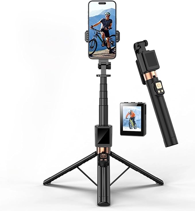 Flymoon Tripod for iPhone with Detachable Screen Monitor, Remote Control, 2025 Phone Tripod Stand, Back Camera Monitor, 68.3" Extendable Selfie Stick, 360° Rotation for Vlog, iPhone & Android