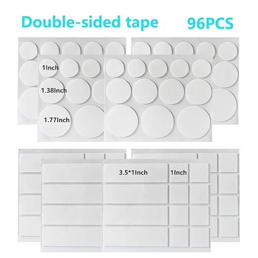 Double Sided Tape Heavy Duty(Assorted 96PCS), Nano Adhesive Mounting Tape Wall Decor,Sticky Picture Hanging Adhesive Strips Poster Tape