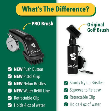 Caddy Splash Golf Club Brush Cleaner with Water - Heavy Duty Retractable Clip- Squeeze Bottle for Easy Cleaning with Nylon Bristles- Holds 4 Oz Water - Golf Accessories for Men- USA Company