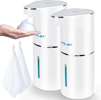 2 Pack Automatic Soap Dispenser, Touchless Rechargeable Dish Soap Dispenser, 3 Level Adjustable Dispensing, 350 ml/13oz Hand Soap Dispensers for Bathroom Kitchen (White)