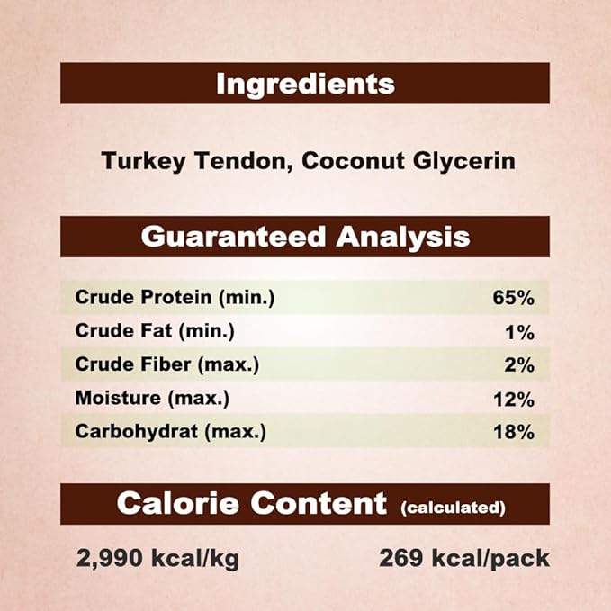 AFreschi Turkey Tendons for Dogs, USA-Sourced, Healthy Dog Treats, Rawhide-Free Puppy Chews, Long Lasting, All Natural, Hypoallergenic Dog Treats for Medium Breeds, 3 Count Pack Bone (M)