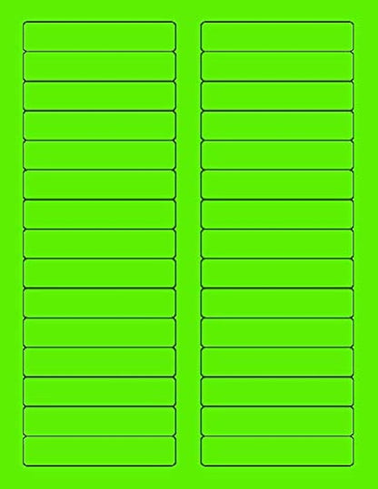 NextDayLabels - 8-1/2 x 11 Neon Color High Light Fluorescent Labels for Laser & Inkjet Printer (Green Fluorescent, 2/3" x 3-7/16" - 30 Per Page | 750 Labels)