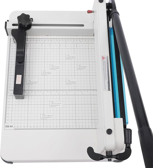 12-Inch Heavy Duty Paper Cutter, Manual Guillotine Trimmer with Safety Lock & Metal Base, Cuts 400 Sheets for A4/B5/A5 Paper, Ideal for Office, School, Craft & Printing Shop Use