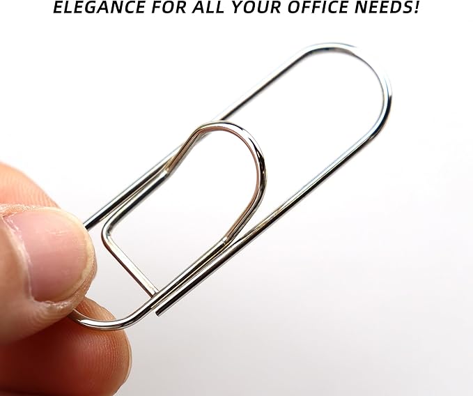 22 PCS 2.28 Inch (58mm) Paper Clips Silver Rust Resistant Metal Strong Pen Clip Style Paperclips for Office School Documents