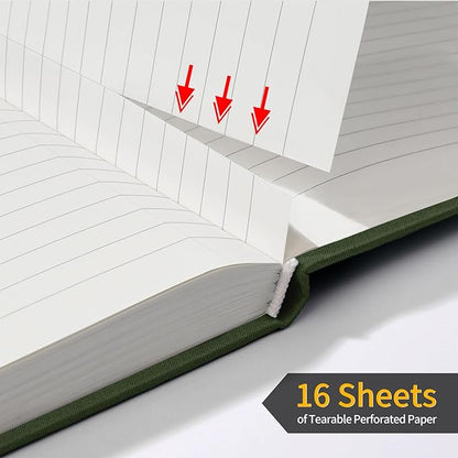Annecy Lined Journal Notebook, Hardcover Leather Journal for Women & Men, 160 Numbered Pages, Medium 5.5" x 8.25", 100 GSM Thick Paper, Deep Green