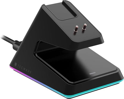 TECWARE EX1 Lightweight Gaming Mouse, 26K DPI Wireless Mouse, OLED Screen Display, 59g Lightweight, RGB Charging Dock, Tri-Mode Connectivity, Comes with PTFE Feet and Grip Tape, Gaming Mouse (Black)