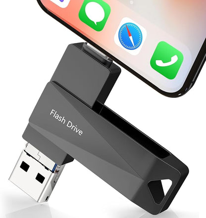 512GB Photo Stick for Phone, Qainerly USB Flash Drive for Phone All Models, 4-in-1 Design Transfer Storage, iPad/PC/Android