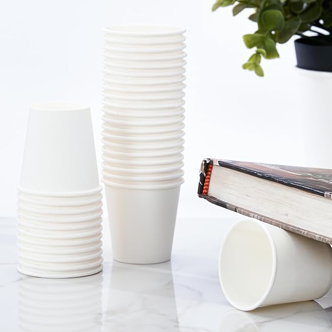 Lamosi 5 oz White Paper Cups 100 Pack, Small Paper Cups, 5 oz Disposable Bathroom Cup for Mouthwash, Parties, Picnics and Barbecues
