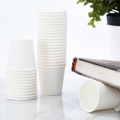 Lamosi 5 oz White Paper Cups 100 Pack, Small Paper Cups, 5 oz Disposable Bathroom Cup for Mouthwash, Parties, Picnics and Barbecues