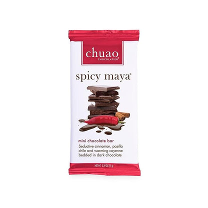 Chuao Chocolatier Spicy Maya Dark Chocolate Bars | Gourmet Cinnamon Cayenne Artisan No Preservatives | 24 Pack (0.39 oz each)