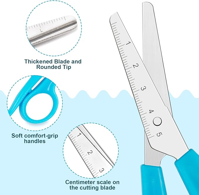 TooyBing 180 Pack Kids Scissors, 5 Inch Contemporary Style, Stainless Steel Blunt Tip Safety Scissors for School, Craft, Office, Home
