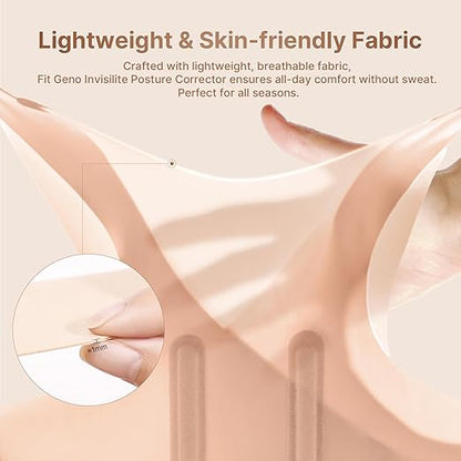 Fit Geno Posture Corrector for Women Invisilite: Invisible Lightweight Back Brace for Neck Shoulder & Upper Back Pain Relief - Improve Posture Correct Hunchback Slouching Under Clothes Large
