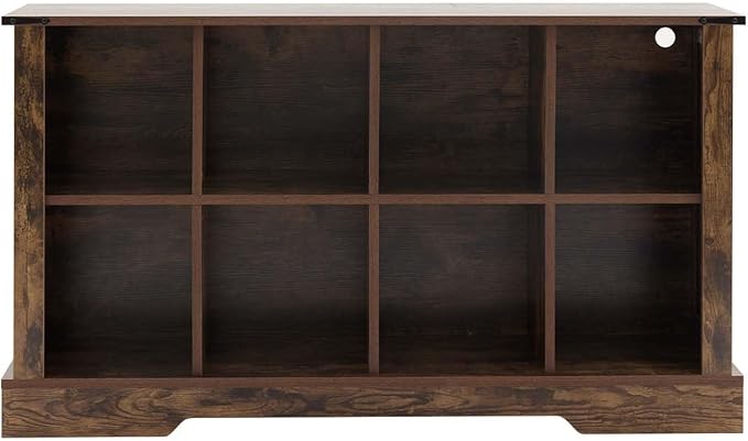 8 Cube Storage Organizer with LED Lights, Wooden Bookcase with Storage, Modern Cube Shelf for Living Room, Bedroom, Home Office - Brown