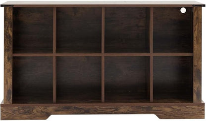 8 Cube Storage Organizer with LED Lights, Wooden Bookcase with Storage, Modern Cube Shelf for Living Room, Bedroom, Home Office - Brown