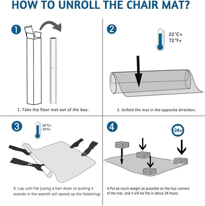 Office Chair Mat for Hardwood Floor, 45” x 53” Large Chair Mats, Under Desk Chair Mat for Rolling Chairs, Easy Glide Desk Floor Mat for Home Office (Rectangle)