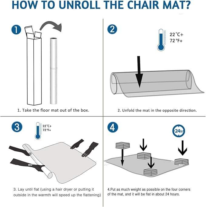 Chair Mat for Hardwood Floor, 48" x 36" Clear Desk Chair Mats, Easy Glide Plastic Mat for Under Office Chair, Rectangle