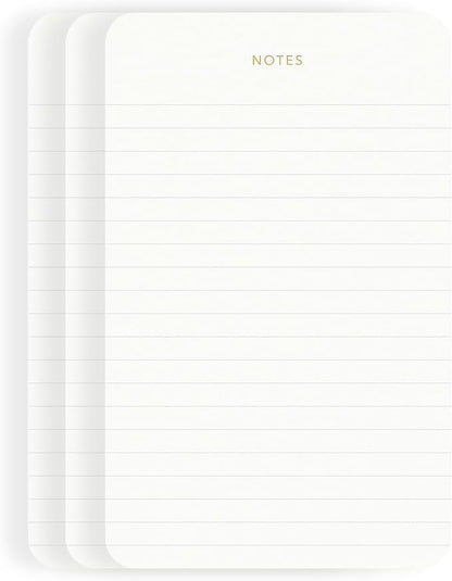 Elegant Desk Notepads for Professionals, Executive's Memo Pads, Minimalist, Gold Foiled, Lined Layout, 3 Pack, 225 Sheets Total (75 Each), 6.3" x 3.9”, 80 GSM, Eco-friendly, FSC™ Certified