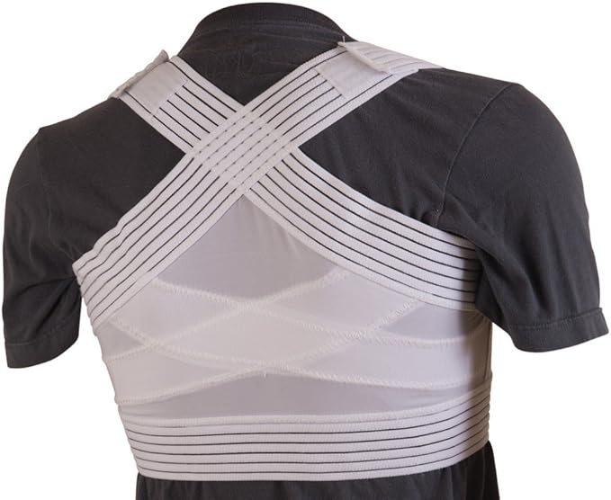DMI Posture Corrector for Men and Women, Adjustable Criss-Cross Support for Reducing Back Pain and Strain, Comfortable and Breathable, Machine Washable, White, Large, 42" to 44" Chest Size