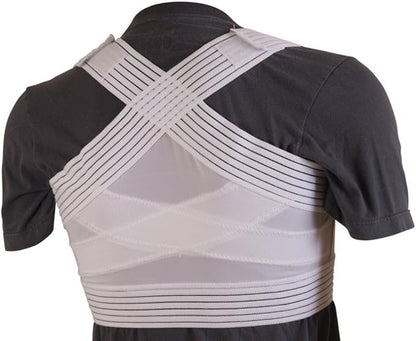 DMI Posture Corrector for Men and Women, Adjustable Criss-Cross Support for Reducing Back Pain and Strain, Comfortable and Breathable, Machine Washable, White, Large, 42" to 44" Chest Size