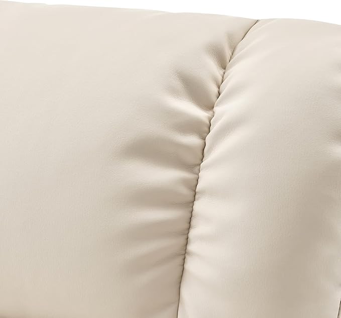 MCombo Swivel Recliners with Ottoman, Reclining TV Chairs with Vibration Massage, Faux Leather Ergonomic Lounge Chair for Living Room Bedroom 4832 (Cream White)