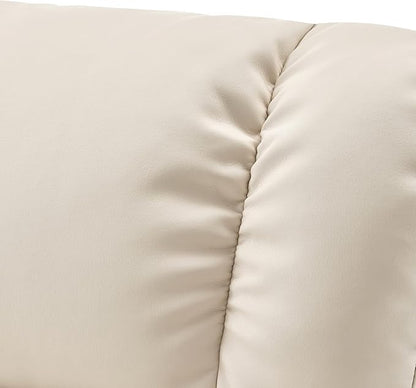 MCombo Swivel Recliners with Ottoman, Reclining TV Chairs with Vibration Massage, Faux Leather Ergonomic Lounge Chair for Living Room Bedroom 4832 (Cream White)