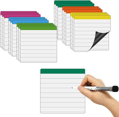 Ruled Lined Small Sticky Notes 3x3,Dry Erase Magnetic Sheets,18 Pieces,Work for Fine Tip Markers,Easy to Post On Fridge or Whiteboard